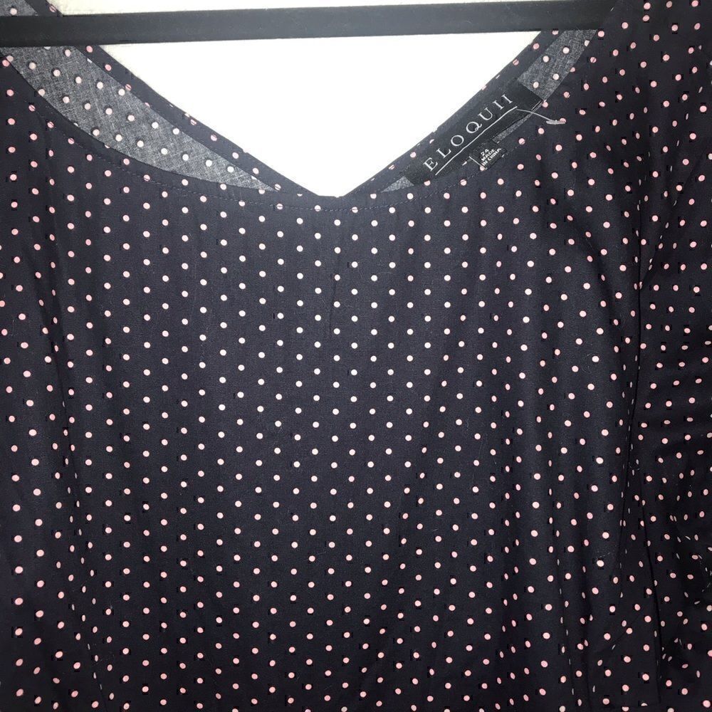 Eloquii Polka Dot Tie Front Top-Sz 24 - Picture 4 of 9